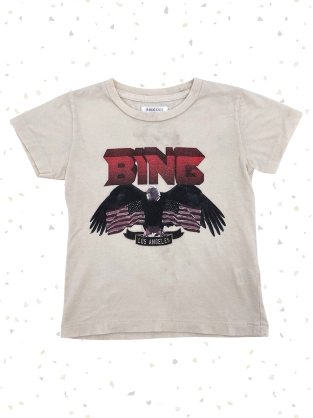 Retro Thrashed Eagle Tee Ivory USA Anine Bing Kids Biker Grunge Edgy Size 2/4